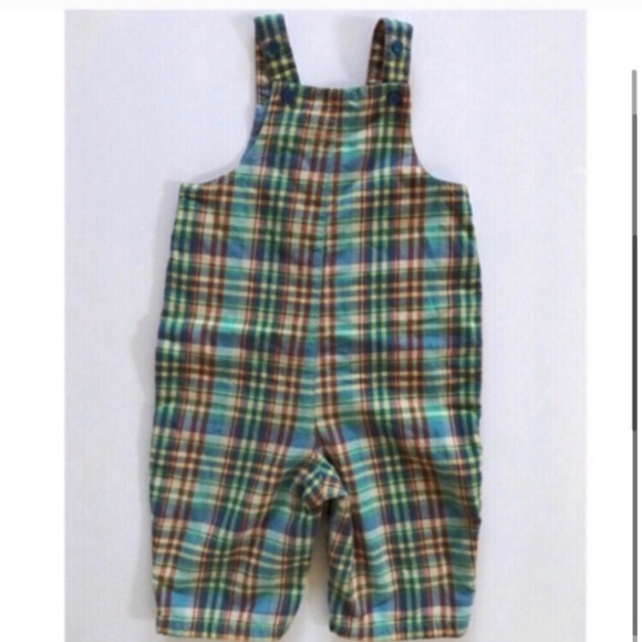 Baby Boy Plaid Overalls - Picture 3 of 3